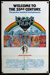 s374 LOGAN'S RUN one-sheet movie poster '76 Michael York, C. Moll artwork!