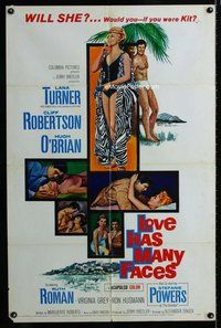 s387 LOVE HAS MANY FACES one-sheet movie poster '65 Lana Turner, Robertson