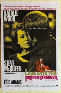 s390 LOVE WITH THE PROPER STRANGER one-sheet movie poster '64 Wood, McQueen