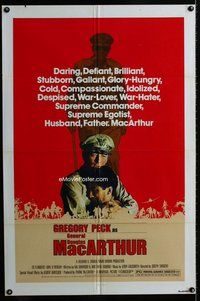 s398 MacARTHUR one-sheet movie poster '77 daring General Gregory Peck!