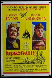 s399 MACBETH one-sheet movie poster '64 Maurice Evans, Shakespeare