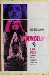 s405 MADEMOISELLE int'l one-sheet movie poster '66 Jeanne Moreau, Richardson