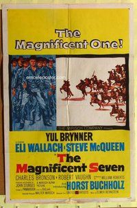 s408 MAGNIFICENT SEVEN one-sheet movie poster '60 Yul Brynner, McQueen