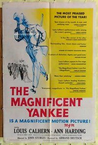 s410 MAGNIFICENT YANKEE one-sheet movie poster '51 Louis Calhern, Sturges