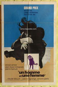 s414 MAN & A WOMAN int'l one-sheet movie poster '66 Anouk Aimee, Trintignant