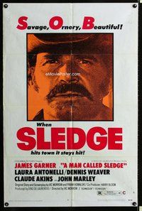 s416 MAN CALLED SLEDGE one-sheet movie poster '70 James Garner, western!