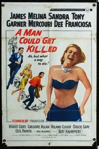 s417 MAN COULD GET KILLED one-sheet movie poster '66 Melina Mercouri