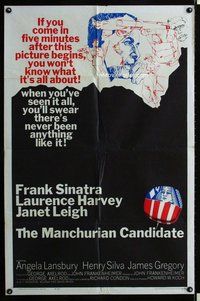 s426 MANCHURIAN CANDIDATE one-sheet movie poster '62 Frank Sinatra