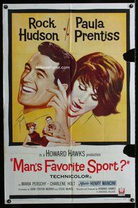 s428 MAN'S FAVORITE SPORT one-sheet movie poster '64 Rock Hudson, fishing!