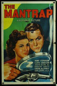 s429 MANTRAP one-sheet movie poster '43 cool mystery artwork!