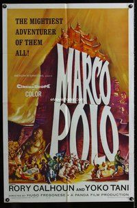 s431 MARCO POLO one-sheet movie poster '62 Rory Calhoun, Yoko Tani