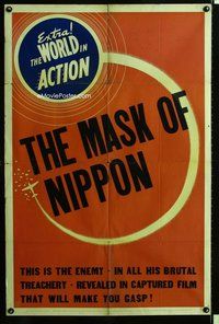 s437 MASK OF NIPPON one-sheet movie poster '42 anti-Japanese newsreel!
