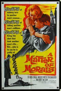 s438 MATTER OF MORALS int'l one-sheet movie poster '61 Swedish Maj-Britt Nilsson