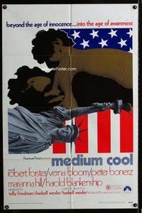 s447 MEDIUM COOL one-sheet movie poster '69 Haskell Wexler classic!
