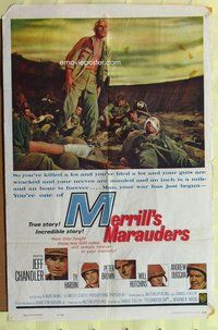 s451 MERRILL'S MARAUDERS one-sheet movie poster '62 Sam Fuller, WWII