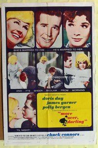 s466 MOVE OVER DARLING one-sheet movie poster '64 James Garner, Doris Day