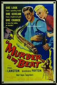 s469 MURDER IS MY BEAT one-sheet movie poster '55 Edgar Ulmer film noir!