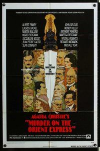 s471 MURDER ON THE ORIENT EXPRESS one-sheet movie poster '74 Amsel art!