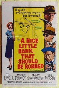 s481 NICE LITTLE BANK THAT SHOULD BE ROBBED one-sheet movie poster '58