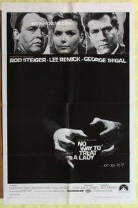 s487 NO WAY TO TREAT A LADY one-sheet movie poster '68 Steiger, Remick