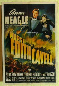 s489 NURSE EDITH CAVELL one-sheet movie poster '39 nurse Anna Neagle!