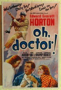 s493 OH DOCTOR one-sheet movie poster '37 hypochondriac Edward E. Horton!