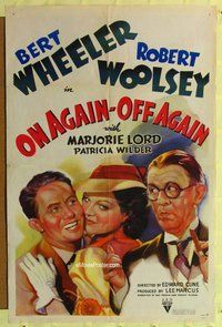 s495 ON AGAIN-OFF AGAIN one-sheet movie poster '37 Wheeler & Woolsey!