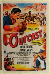 s504 OUTCAST one-sheet movie poster '54 John Derek, Joan Evans