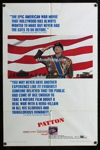 s518 PATTON one-sheet movie poster '70 George C. Scott military classic!