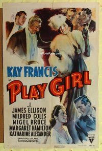 s533 PLAYGIRL style A one-sheet movie poster '41 sexy Kay Francis in fur!