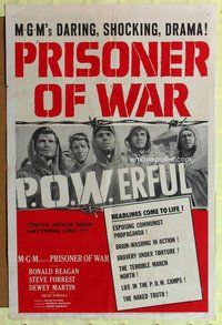 s547 PRISONER OF WAR one-sheet movie poster '54 Ronald Reagan vs Commies!