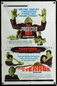 s555 PROJECTED MAN/ISLAND OF TERROR one-sheet movie poster '67 sci-fi!