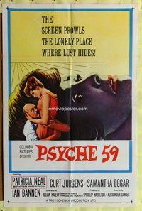 s559 PSYCHE '59 one-sheet movie poster '64 Patricia Neal, Curt Jurgens