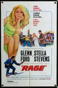 s567 RAGE one-sheet movie poster '66 Glenn Ford, sexy Stella Stevens!