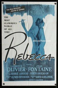 s576 REBECCA one-sheet movie poster R60s Hitchcock, Olivier, Joan Fontaine