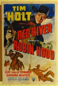s580 RED RIVER ROBIN HOOD one-sheet movie poster '42 Tim Holt in Texas!