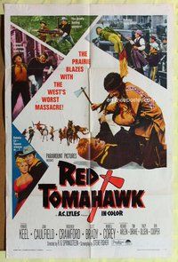 s583 RED TOMAHAWK one-sheet movie poster '66 Howard Keel, Joan Caulfield