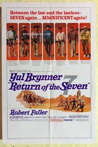 s588 RETURN OF THE SEVEN one-sheet movie poster '66 Yul Brynner, Fuller