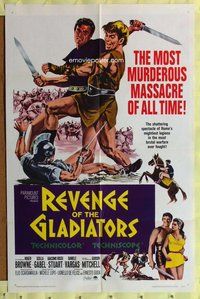 s590 REVENGE OF SPARTACUS one-sheet movie poster '65 Italian epic!