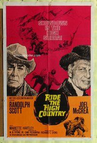 s592 RIDE THE HIGH COUNTRY one-sheet movie poster '62 Randolph Scott, McCrea
