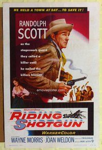s593 RIDING SHOTGUN one-sheet movie poster '54 Randolph Scott, Morris