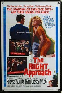 s594 RIGHT APPROACH one-sheet movie poster '61 lowdown on bachelor boys!