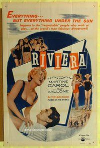 s597 RIVIERA one-sheet movie poster '54 sexy Martine Carol, Raf Vallone