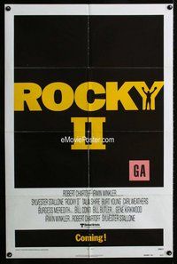 s601 ROCKY 2 advance one-sheet movie poster '79 Sylvester Stallone, Weathers