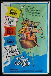 s620 SAIL A CROOKED SHIP one-sheet movie poster '61 Robert Wagner, Hart
