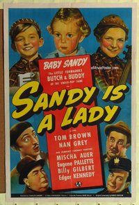 s626 SANDY IS A LADY one-sheet movie poster '40 Baby Sandy, Butch & Buddy