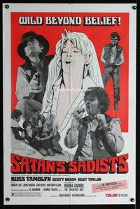 s628 SATAN'S SADISTS one-sheet movie poster '69 wild beyond belief!
