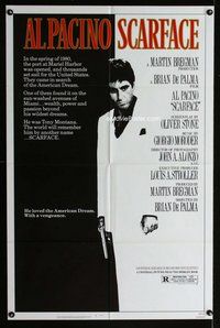 s633 SCARFACE one-sheet movie poster '83 Al Pacino, Brian De Palma