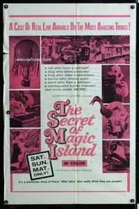 s638 SECRET OF MAGIC ISLAND one-sheet movie poster '64 amazing pets!