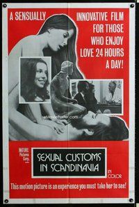s642 SEXUAL CUSTOMS IN SCANDINAVIA one-sheet movie poster '72